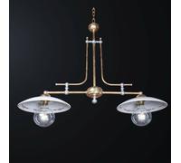 Bilanciere classico in ottone foglia oro e ceramica a 2 luci BGA 3196
