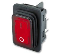 Bilanciere Illuminato Interruttore, Spento Acceso, Dpst , Rosso, 250V AC, 20A -