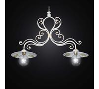 BILANCIERE IN CERAMICA E FERRO BATTUTO AVORIO E FOGLIA ORO 2 LUCI BGA 2526/B2