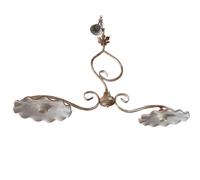 Bilanciere In ferro battuto ceramica Sarda Bianco Avorio Oro Lampadario 2 Luci