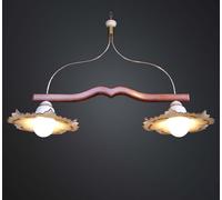 BILANCIERE IN LEGNO CON CERAMICA E OTTONE A 2 LUCI COLL. BGA 1602/B2