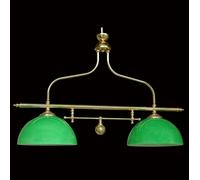 BILANCIERE LAMPADARIO IN OTTONE LUCIDO A 2 LUCI VETRO VERDE COLL. BGA 1286