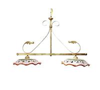 BILANCIERE RUSTICO IN CERAMICA E FERRO BATTUTO 2 LUCI ECO PANNA PER CUCINA SOGGIORNO