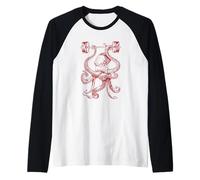 Bilancieri per Sollevamento Pesi a Forma di Polpo Divertente Fitness Palestra Allenamento Maglia con Maniche Raglan