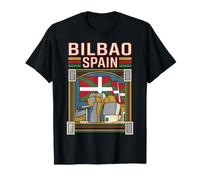 Bilbao Spagna Flag Museum Vintage Travel Art Maglietta