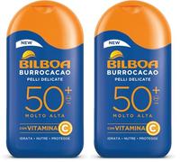 Bilboa Burrocacao Latte Solare SPF 50+, Protezione Solare Molto Alta per Pelli Sensibili, Formula con Vitamina C, Idrata, Nutre e Protegge,Dermatologicamente Testato, 200 ml (Confezione da 2)