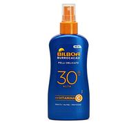 Bilboa Burrocacao Spray Solare No Gas SPF 30, Protezione Solare Alta per Pelli Sensibili, Formula con Vitamina C, Idrata, Nutre e Protegge, Senza Alcool, Dermatologicamente Testato, 200 ml