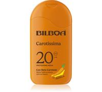 Bilboa Carotissima, Latte Solare SPF 20, Abbronzante Corpo, Formula con Betacarotene , Mette l'Abbronzatura Nero su Bianco, Resistente all'Acqua, Dermatologicamente Testato, 200 ml