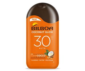 Bilboa Latte Solare Azione Anti-Age con Microperle d'Olio e Cocco, Alta, Protezione SPF 30 con Microperle di Jojoba e Cocco, Abbronzatura Luminosa, Protezione Resistente all'Acqua, 200 ml