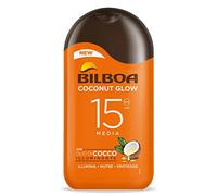 Bilboa, Latte Solare Coconut Glow SPF 15, Crema Solare con Olio di Cocco e Vitamina E, Leggera sulla Pelle, Protezione Solare Resistente all'Acqua, 200 ml