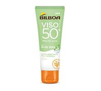 Bilboa, Protezione Solare Viso Aloe Sensitive SPF 50+, Crema Solare Alta per Pelli Sensibili, Formula con Aloe Vera, Protegge e Idrata le Pelli Sensibili, Senza Alcool, Resistente all'Acqua, 50 ml