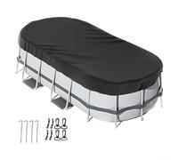 BildeeMait Copertura ovale per piscina con set di accessori per piscine fuori terra, in poliestere resistente alle intemperie, protegge dalla pioggia