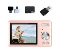 BildeeMait Fotocamera digitale CCD con video HD 1080p, autofocus da 96 MP con zoom 16X e schermo IPS da 2,4 pollici, per bambini e adolescenti (rosa 32G)