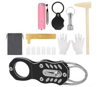 BildeeMait Kit tester portatile per valuta, metalli preziosi, risonanza per test ping con lente d'ingrandimento rotante, martello e portachiavi magnetico, per set di verifica delle monete in acciaio