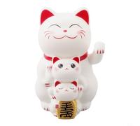 BildeeMait Maneki Neko - Decorazione solare a forma di gatto, a batteria, decorazione automatica per casa e ufficio, mano mobile attivata dalla luce, costruzione in plastica, dimensioni famiglia 7,7 x
