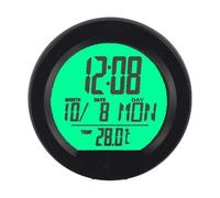 BildeeMait Orologio digitale per auto con energia solare e batteria di backup, retroilluminazione automatica con sensore di vibrazione, display LCD con termometro da cruscotto per intervallo da -20 a