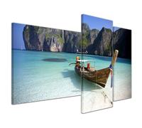 Bilderdepot24 Immagine su tela Maya Bay, Koh Phi Phi Ley - Thailandia - 130x80 cm 3 pezzi - incorniciato direttamente dal produttore, intelaiata e pronta da appendere