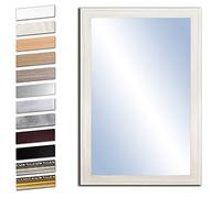 Bilderdepot24 Specchio da parete Specchio da bagno Cornice di legno completa con vero vetro - Rovere bianco - circa 100x70 cm