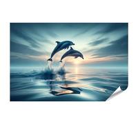 bilderfelix Poster Il delfino salta fuori dal mare blu - Poster 130x90 cm