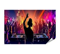 bilderfelix Poster Il DJ suona lo striscione della discoteca del night club - Poster 90x60 cm