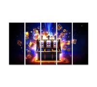bilderfelix Quadro su tela Banner del casinò online Slot Machine vince il concetto di jackpot Grande vincita - Tela 160x80 cm - 5 pannelli XXL