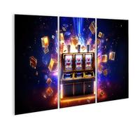 bilderfelix Quadro su tela Banner del casinò online Slot Machine vince il concetto di jackpot Grande vincita - Tela 130x80 cm - 3 pannelli