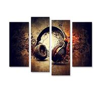 bilderfelix Quadro su tela Cuffie Musica - Tela 130x80 cm - 4 pannelli