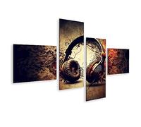 bilderfelix Quadro su tela Cuffie Musica - Tela 150x80 cm - 4 pannelli