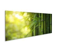 bilderfelix Quadro su tela Foresta di bambù verde alla luce del sole - Tela 120x40 cm - Panorama
