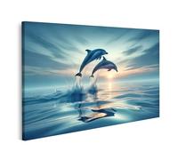 bilderfelix Quadro su tela Il delfino salta fuori dal mare blu - Tela 80x40 cm