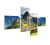 bilderfelix Quadro su tela Machu Picchu Perù Patrimonio dell'umanità UNESCO Una delle nuove sette meraviglie del mondo - Tela 150x80 cm - 4 pannelli