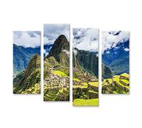 bilderfelix Quadro su tela Machu Picchu Perù Patrimonio dell'umanità UNESCO Una delle nuove sette meraviglie del mondo - Tela 130x80 cm - 4 pannelli