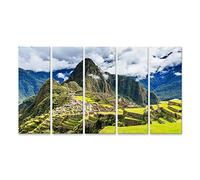 bilderfelix Quadro su tela Machu Picchu Perù Patrimonio dell'umanità UNESCO Una delle nuove sette meraviglie del mondo - Tela 160x80 cm - 5 pannelli XXL