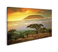 bilderfelix Quadro su tela Monte Kilimanjaro, savana, Amboseli, Kenya, nuvole, tramonto, Africa - Tela 80x40 cm