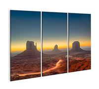 bilderfelix Quadro su tela Monument Valley Arizona USA crepuscolo - Tela 130x80 cm - 3 pannelli
