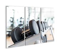 bilderfelix Quadro su tela Primo piano del concetto di fitness sportivo, sollevamento pesi e assistenza sanitaria - Tela 130x80 cm - 3 pannelli