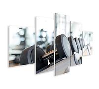 bilderfelix Quadro su tela Primo piano del concetto di fitness sportivo, sollevamento pesi e assistenza sanitaria - Tela 170x80 cm - 5 pannelli
