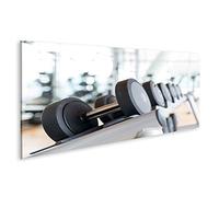 bilderfelix Quadro su tela Primo piano del concetto di fitness sportivo, sollevamento pesi e assistenza sanitaria - Tela 120x40 cm - Panorama