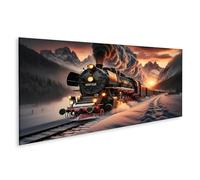 bilderfelix Quadro su tela Romanticismo ferroviario nella magica locomotiva a vapore invernale - Tela 120x40 cm - Panorama
