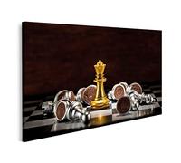 bilderfelix Quadro su tela Scacchiera d'oro su sfondo nero - Tela 100x57 cm