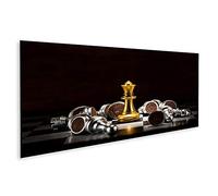 bilderfelix Quadro su tela Scacchiera d'oro su sfondo nero - Tela 120x40 cm - Panorama