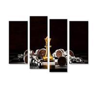 bilderfelix Quadro su tela Scacchiera d'oro su sfondo nero - Tela 130x80 cm - 4 pannelli
