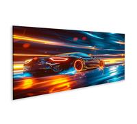 bilderfelix Quadro su tela Un'auto sportiva nera attraversa la città di notte generativa - Tela 120x40 cm - Panorama