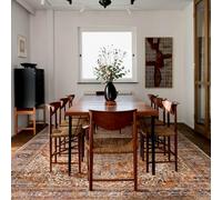 BILEEHOME Boho Living Room Area Rugs 8x10,Machine Washable Mid Century Modern Extra Large Indoor 70s Southwestern Vintage Floral Colorful Bohemian Rug for Bedroom Cabin,Terracotta Rust Burnt Orange