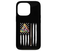 Biliardo con bandiera americana, 8 palline, giocatore di biliardo Custodia per iPhone 13 Pro