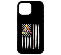 Biliardo con bandiera americana, 8 palline, giocatore di biliardo Custodia per iPhone 16 Pro Max