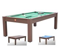 Biliardo Giunone 226 cm - Convertibile in Tavolo da Pranzo/Ping Pong, Design Elegante in Legno Scuro con Panno Verde, Accessori Completi Inclusi