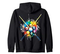 Biliardo - Illustrazione Palline da Biliardo Colorate Splash Art Felpa con Cappuccio