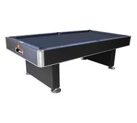 Biliardo ZEUS - Regolamentare 245x135 cm con Panno Speedball, Ritorno Automatico delle Biglie e Piedini Regolabili, Nero Venato con Finiture in Argento - Panno Nero