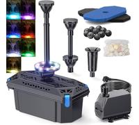 Biling Filtro per laghetto completo con pompa, 2500 l/h, 40 W, con luce LED RGB, pompa per laghetti con filtro per laghetti, acqua pulita, per laghetti, giardini, piscine, esterni, creare un'atmosfera